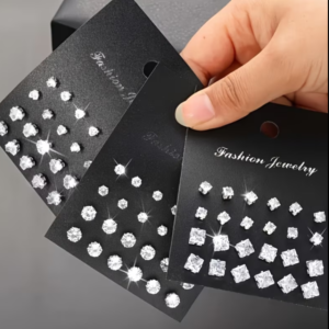 Set de Aretes Broquel de Circonia Cúbica Brillante (Varias Formas)